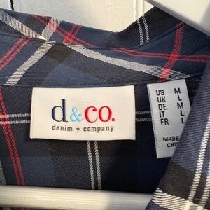 Denim & Co Long Shirt Cotton Tartan Coverup with Side Slits Large, Never Worn, L